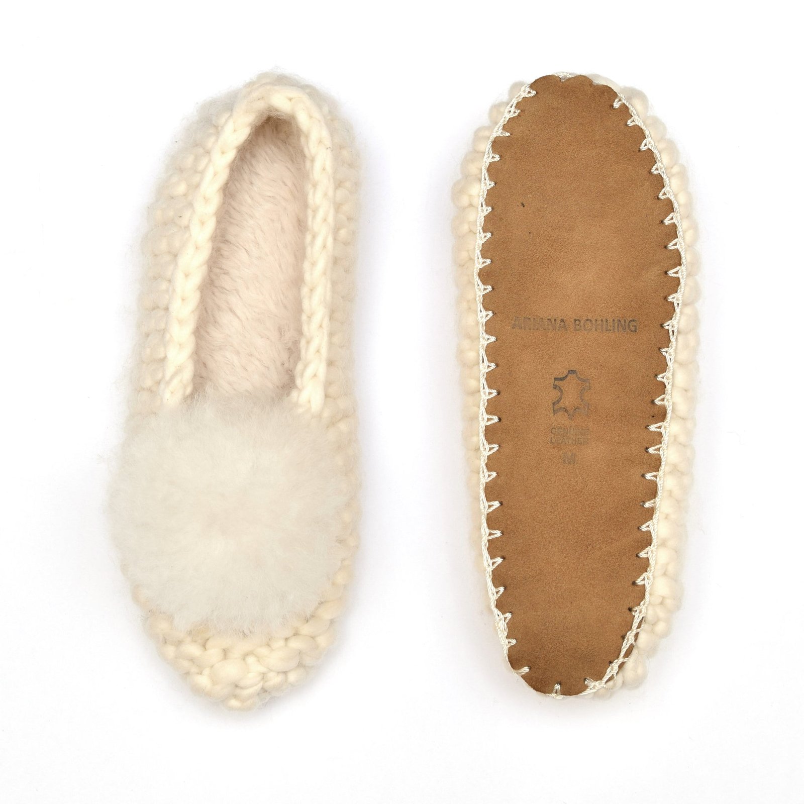 Open image in slideshow, Ballerina Pom Alpaca Slipper Ivory - Ariana Bohling